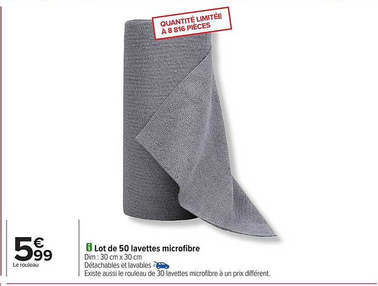 Lot de 50 lavettes microfibre
