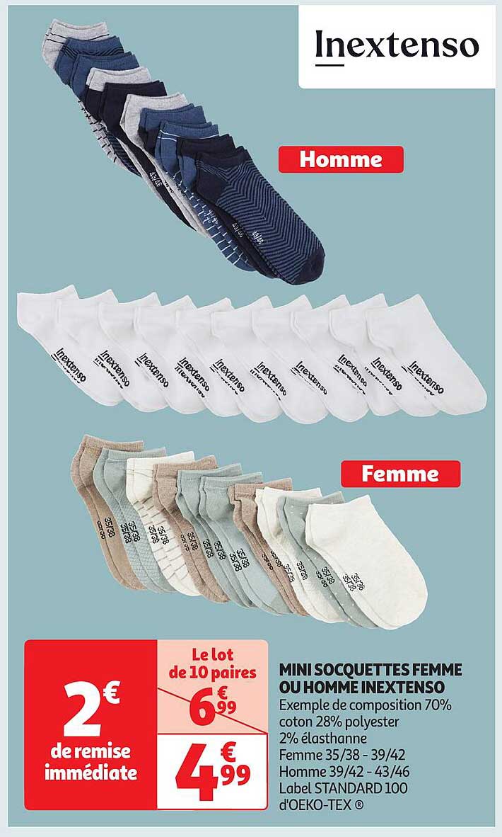 MINI SOCQUETTES FEMME OU HOMME INEXTENSO