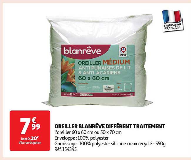 OREILLER BLANRÊVE DIFFÉRENT TRAITEMENT