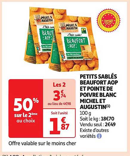 PETITS SABLÉS BEAUFORT AOP ET POINTE DE POIVRE BLANC MICHEL ET AUGUSTIN