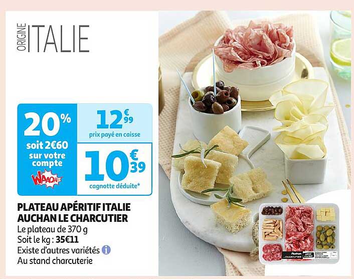 PLATEAU APÉRITIF ITALIE AUCHAN LE CHARCUTIER
