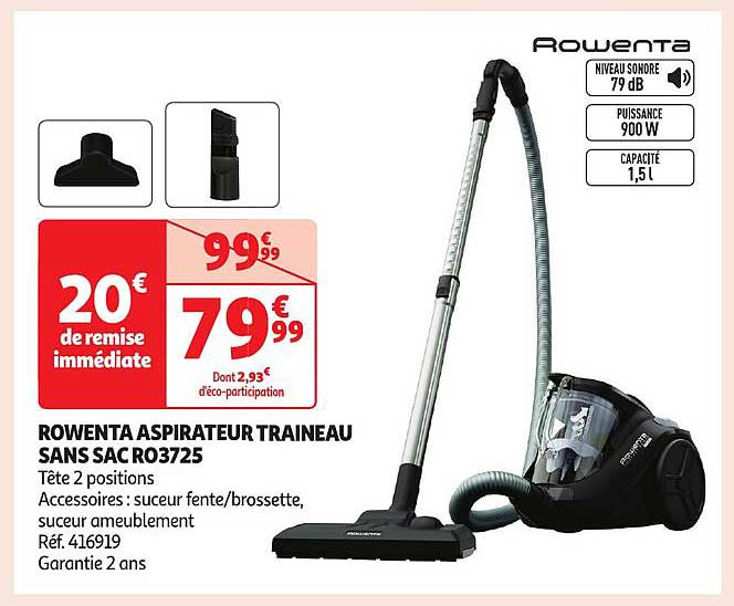 ROWENTA ASPIRATEUR TRAINEAU SANS SAC RO3725