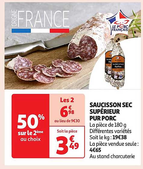 SAUCISSON SEC SUPÉRIEUR PUR PORC
