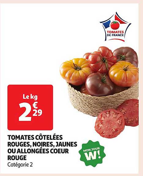 TOMATES CÔTELÉES ROUGES, NOIRES, JAUNES OU ALLONGÉES COEUR ROUGE