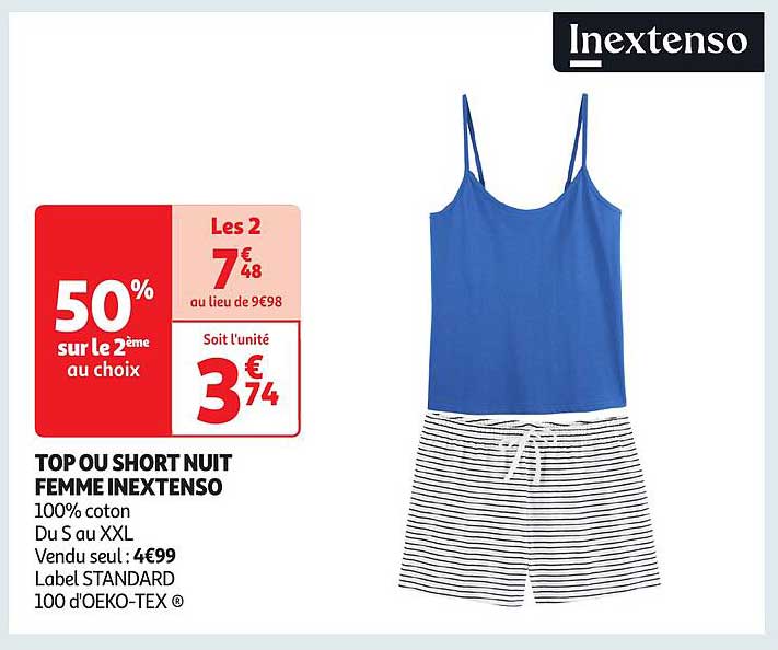 TOP OU SHORT NUIT FEMME INEXTENSO