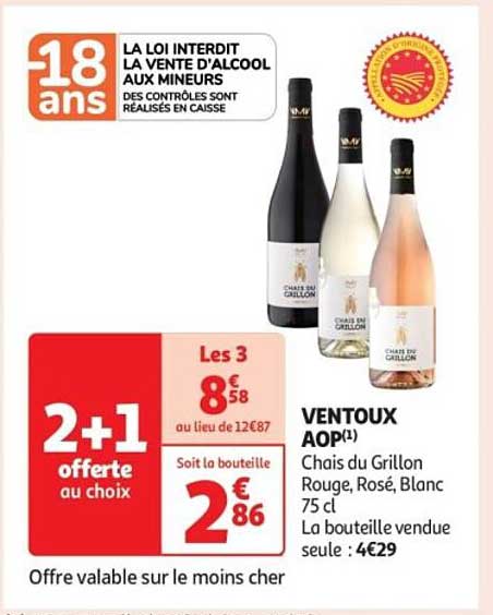 VENTOUX AOP - Chais du Grillon Rouge, Rosé, Blanc 75 cl