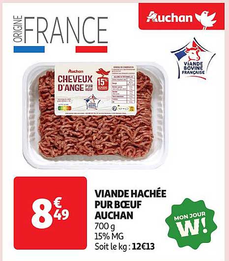 VIANDE HACHÉE PUR BŒUF AUCHAN