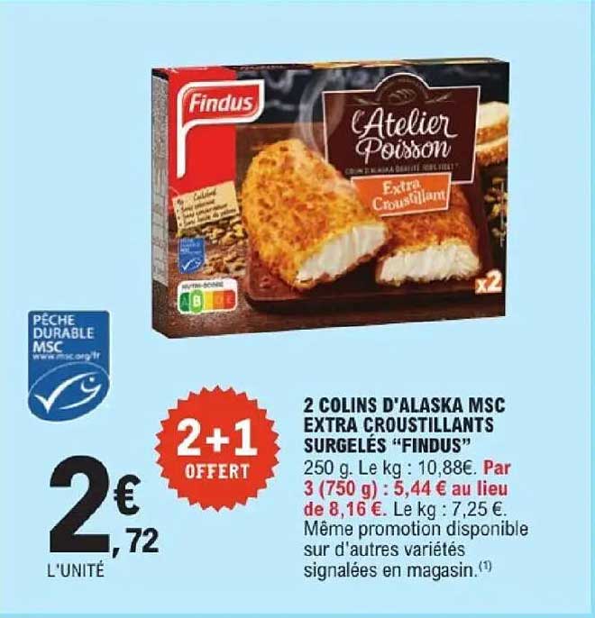 2 COLINS D'ALASKA MSC EXTRA CROUSTILLANTS SURGELÉS “FINDUS”