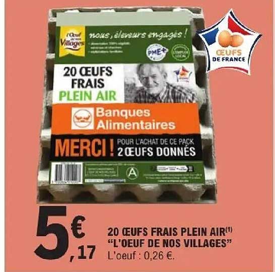20 OEUFS FRAIS PLEIN AIR “L’OEUF DE NOS VILLAGES”
