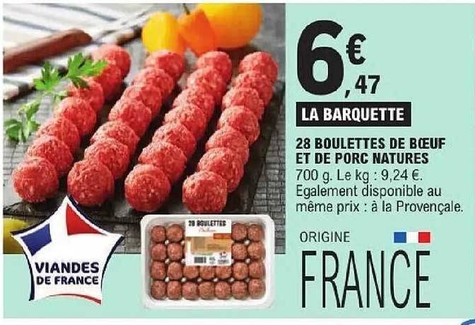 28 BOULETTES DE BŒUF ET DE PORC NATURES