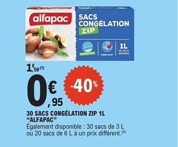 30 SACS CONGÉLATION ZIP 1L “ALFAPAC”