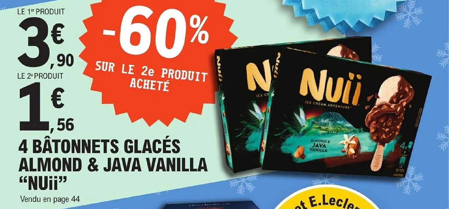 4 BÂTONNETS GLACÉS ALMOND & JAVA VANILLA “NUii”