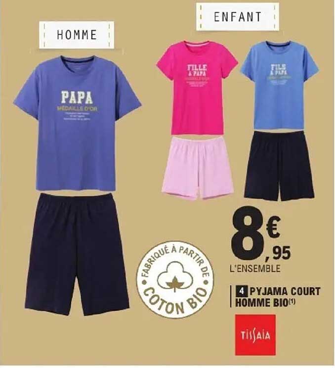 4 PYJAMA COURT HOMME BIO