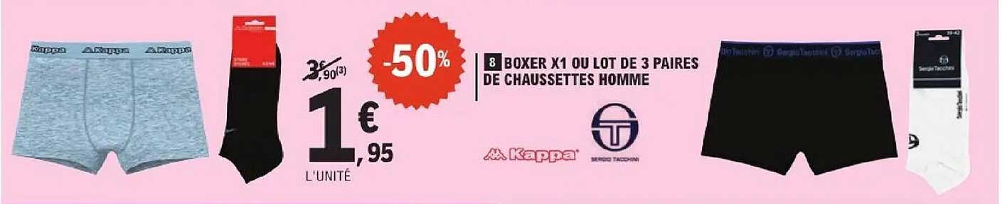 8 BOXER X1 OU LOT DE 3 PAIRES DE CHAUSSETTES HOMME