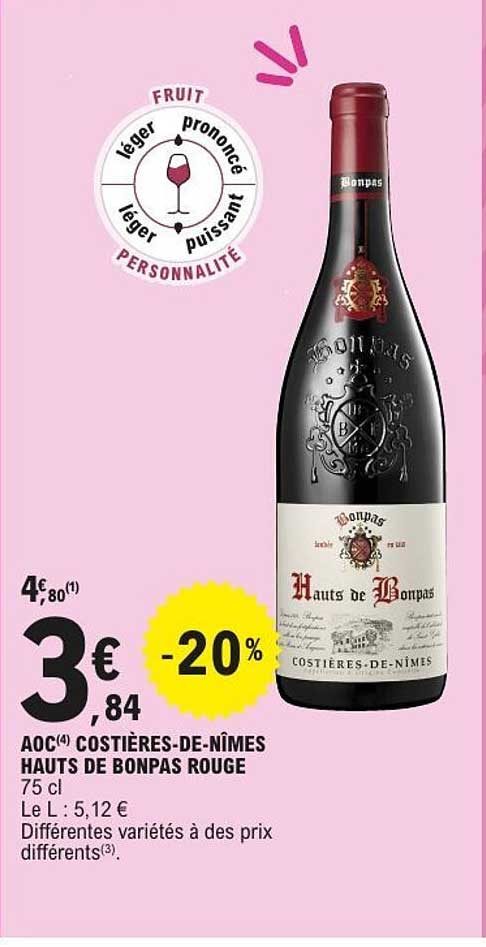 AOC COSTIERES-DE-NIMES HAUTS DE BONPAS ROUGE 75 cl