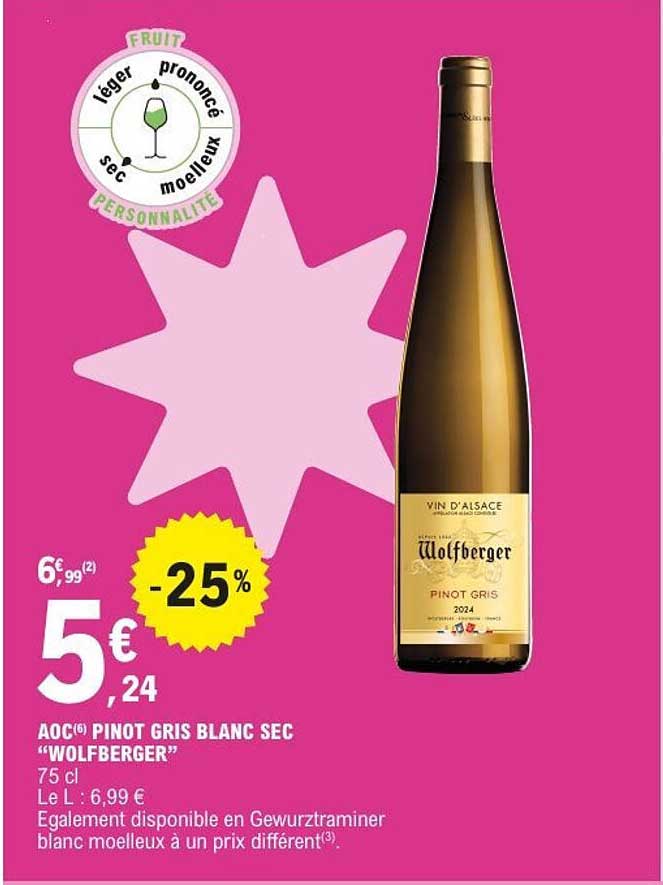 AOC PINOT GRIS BLANC SEC "WOLFBERGER"