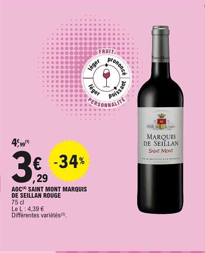 AOC SAINT MONT MARQUIS DE SEILLAN ROUGE 75 cl