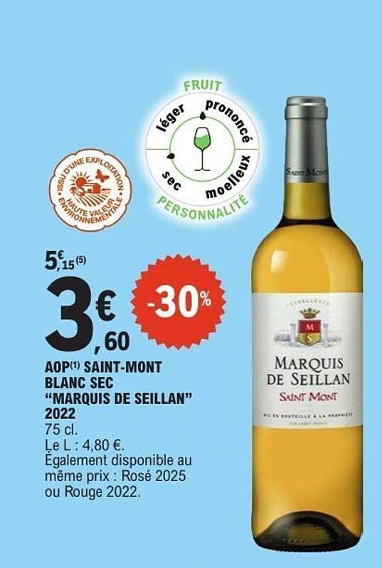 AOP SAINT-MONT BLANC SEC "MARQUIS DE SEILLAN" 2022 75 cl