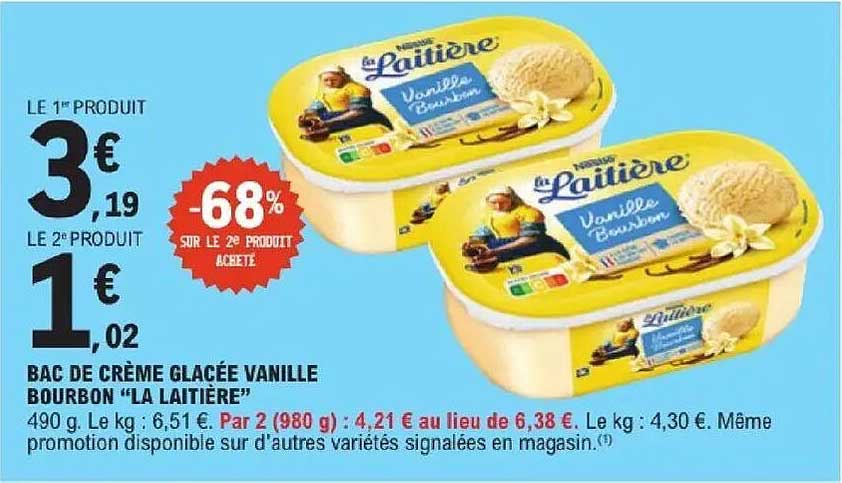 BAC DE CRÈME GLACÉE VANILLE BOURBON “LA LAITIÈRE”