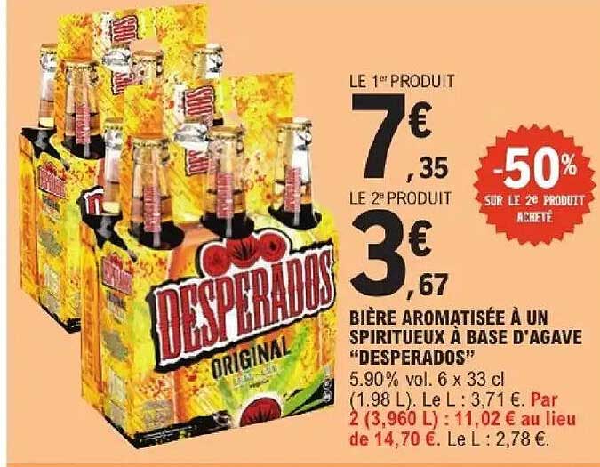 BIERE AROMATISÉE À UN SPIRITUEUX À BASE D'AGAVE "DESPERADOS"