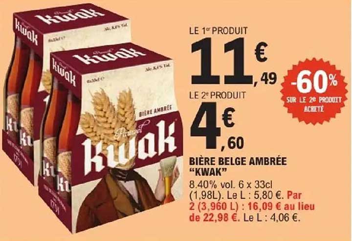 BIÈRE BELGE AMBRÉE "KWAK"