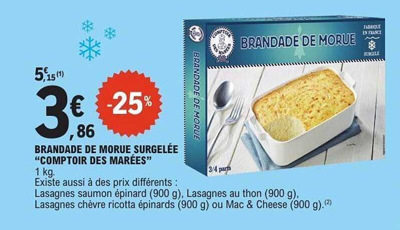 BRANDADE DE MORUE SURGELÉE “COMPTOIR DES MAREES”