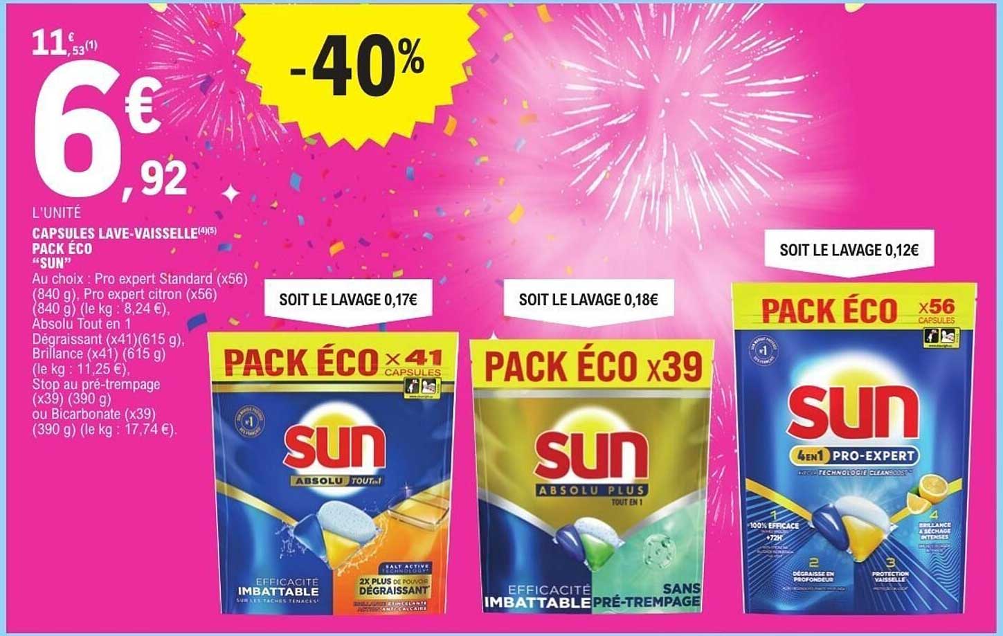 CAPSULES LAVE-VAISSELLE PACK ÉCO “SUN”