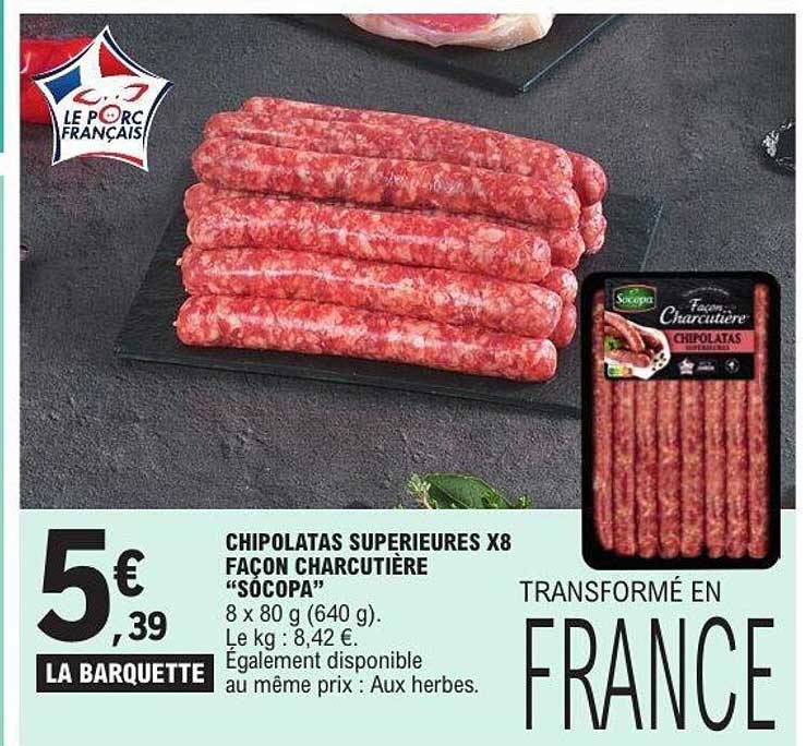 CHIPOLATAS SUPERIEURES X8 FAÇON CHARCUTIERE “SOCOPA”