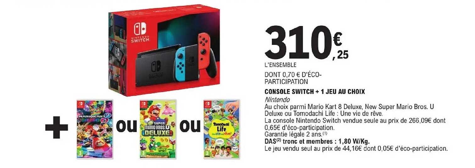 CONSOLE SWITCH + 1 JEU AU CHOIX
