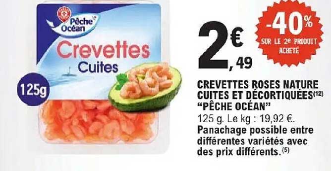CREVETTES ROSES NATURE CUITES ET DÉCORTIQUÉES “PÊCHE OCÉAN”