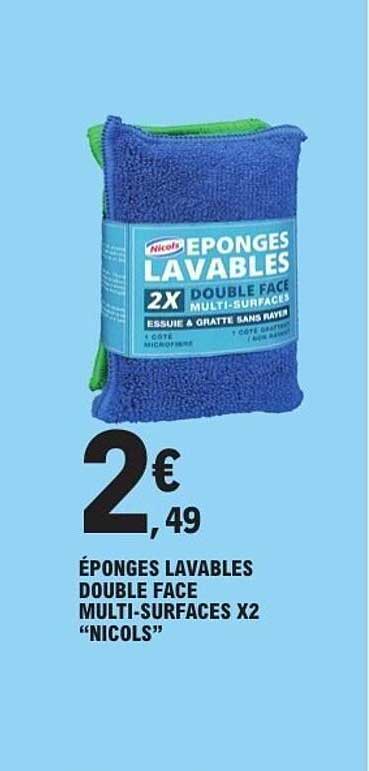 ÉPONGES LAVABLES DOUBLE FACE MULTI-SURFACES X2 "NICOLS"