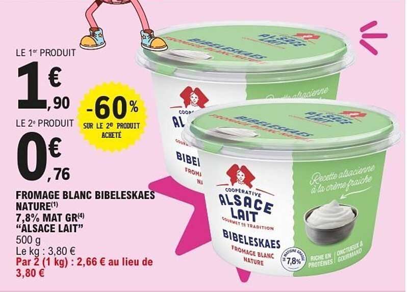 FROMAGE BLANC BIBELESKAES NATURE 7,8% MAT GR “ALSACE LAIT” 500 g