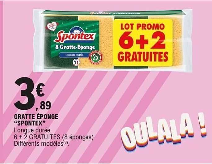 GRATTE ÉPONGE “SPONTEX” Longue durée 6 + 2 GRATUITES (8 éponges) Différents modèles(3)