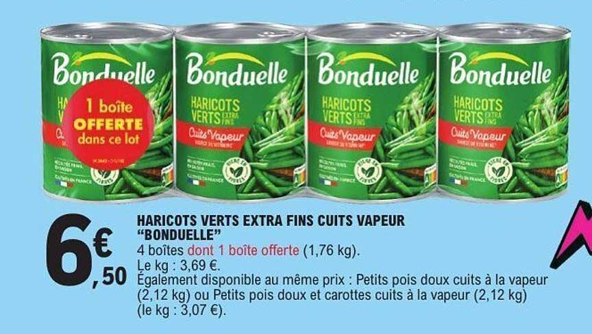 HARICOTS VERTS EXTRA FINS CUITS VAPEUR “BONDUELLE”