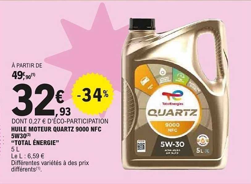 HUILE MOTEUR QUARTZ 9000 NFC 5W30 “TOTAL ÉNERGIE” 5 L