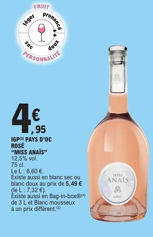 IGP(3) PAYS D’OC ROSÉ “MISS ANAÏS”