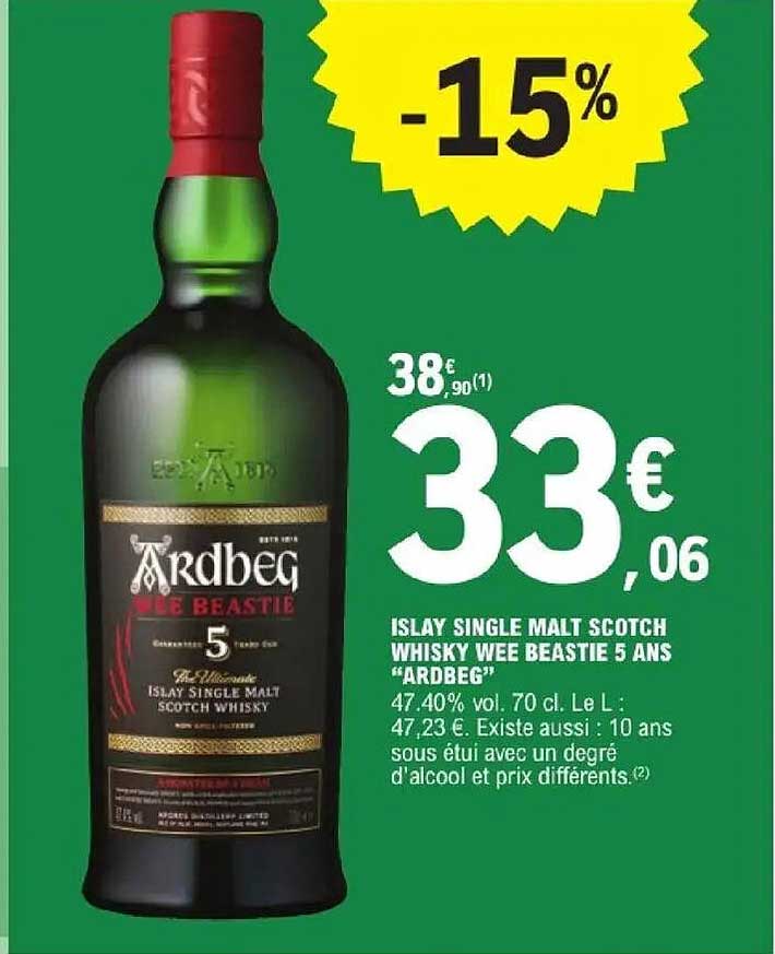ISLAY SINGLE MALT SCOTCH WHISKY WEE BEASTIE 5 ANS “ARDBEG”