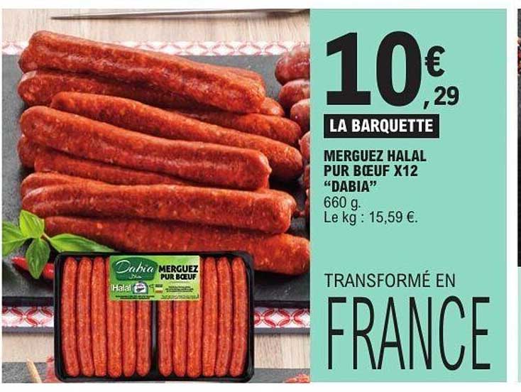 LA BARQUETTE MERGUEZ HALAL PUR BŒUF X12 “DABIA”