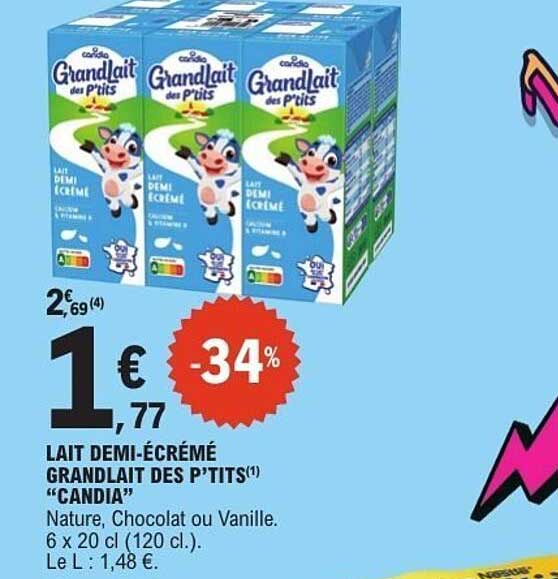 LAIT DEMI-ÉCRÉMÉ GRANDLAIT DES P’TITS “CANDIA”