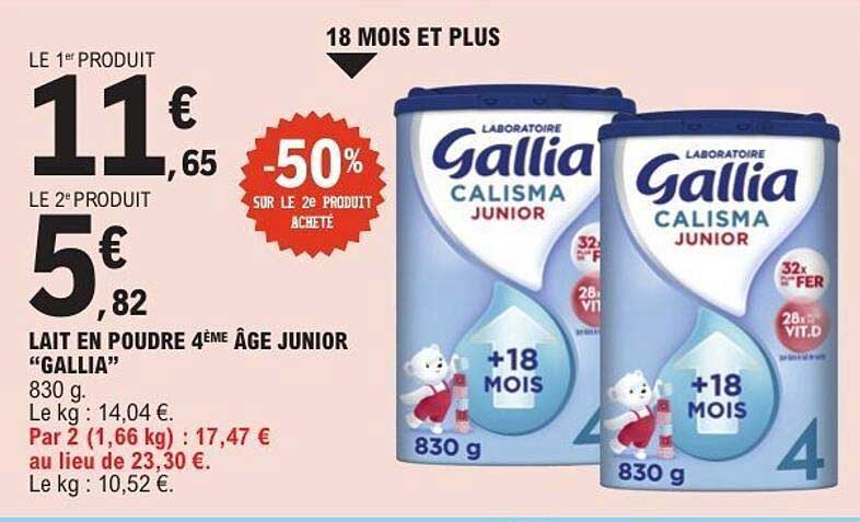 LAIT EN POUDRE 4ÈME ÂGE JUNIOR “GALLIA” 830 g