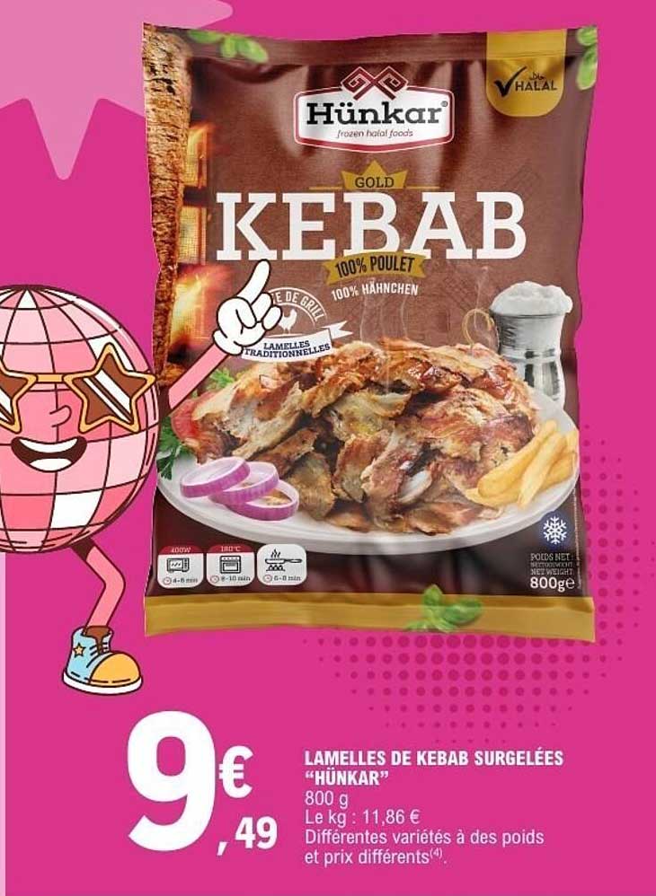LAMELLES DE KEBAB SURGELÉES “HÜNKAR” 800 g