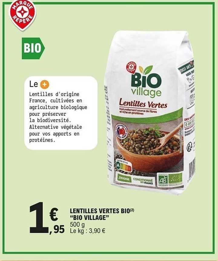 LENTILLES VERTES BIO "BIO VILLAGE"