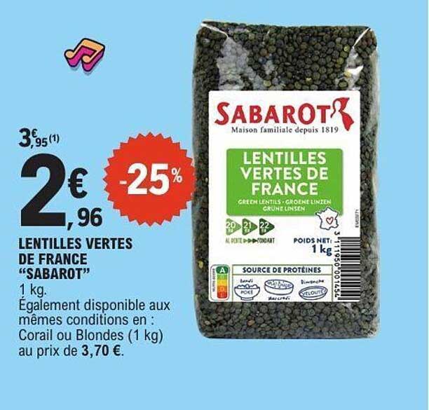 LENTILLES VERTES DE FRANCE “SABAROT”