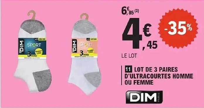 LOT DE 3 PAIRES D'ULTRACOURTES HOMME OU FEMME