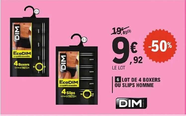 LOT DE 4 BOXERS OU SLIPS HOMME