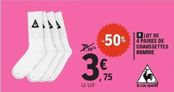 LOT DE 4 PAIRES DE CHAUSSETTES HOMME