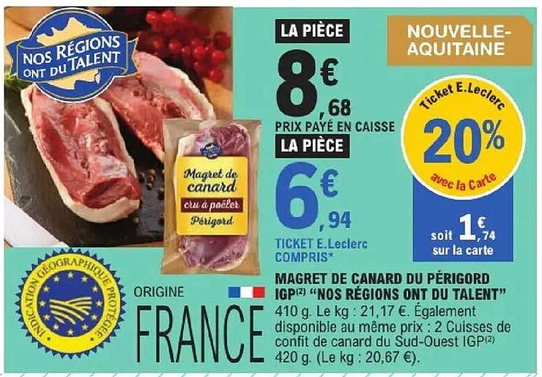 MAGRET DE CANARD DU PÉRIGORD IGP “NOS RÉGIONS ONT DU TALENT”