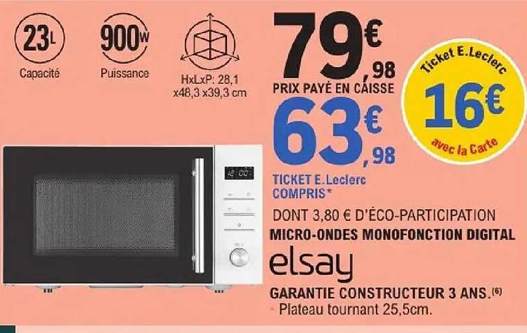 MICRO-ONDES MONOFONCTION DIGITAL elsay