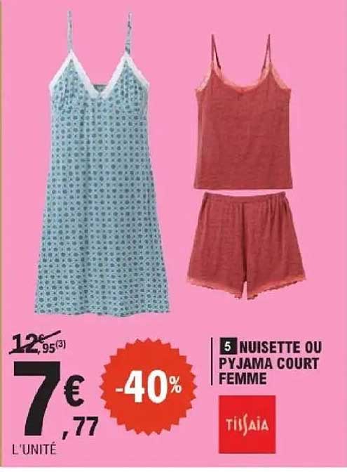 NUISETTE OU PYJAMA COURT FEMME