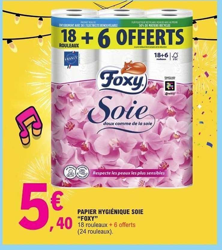 PAPIER HYGIÉNIQUE SOIE “FOXY” 18 rouleaux + 6 offerts (24 rouleaux)